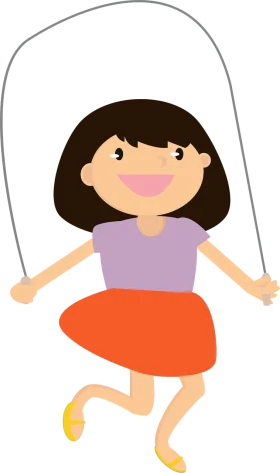 Cheerful Young Girl Enjoying Jump Rope Exercise in Colorful Clipart Style