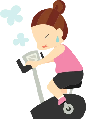 Determined Fitness Enthusiast on Exercise Bike Clipart - Workout Motivation Illustration