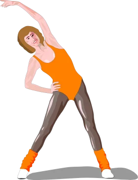 Energetic Side Bend Fitness Clipart Illustration of Aerobic Exercise Pose