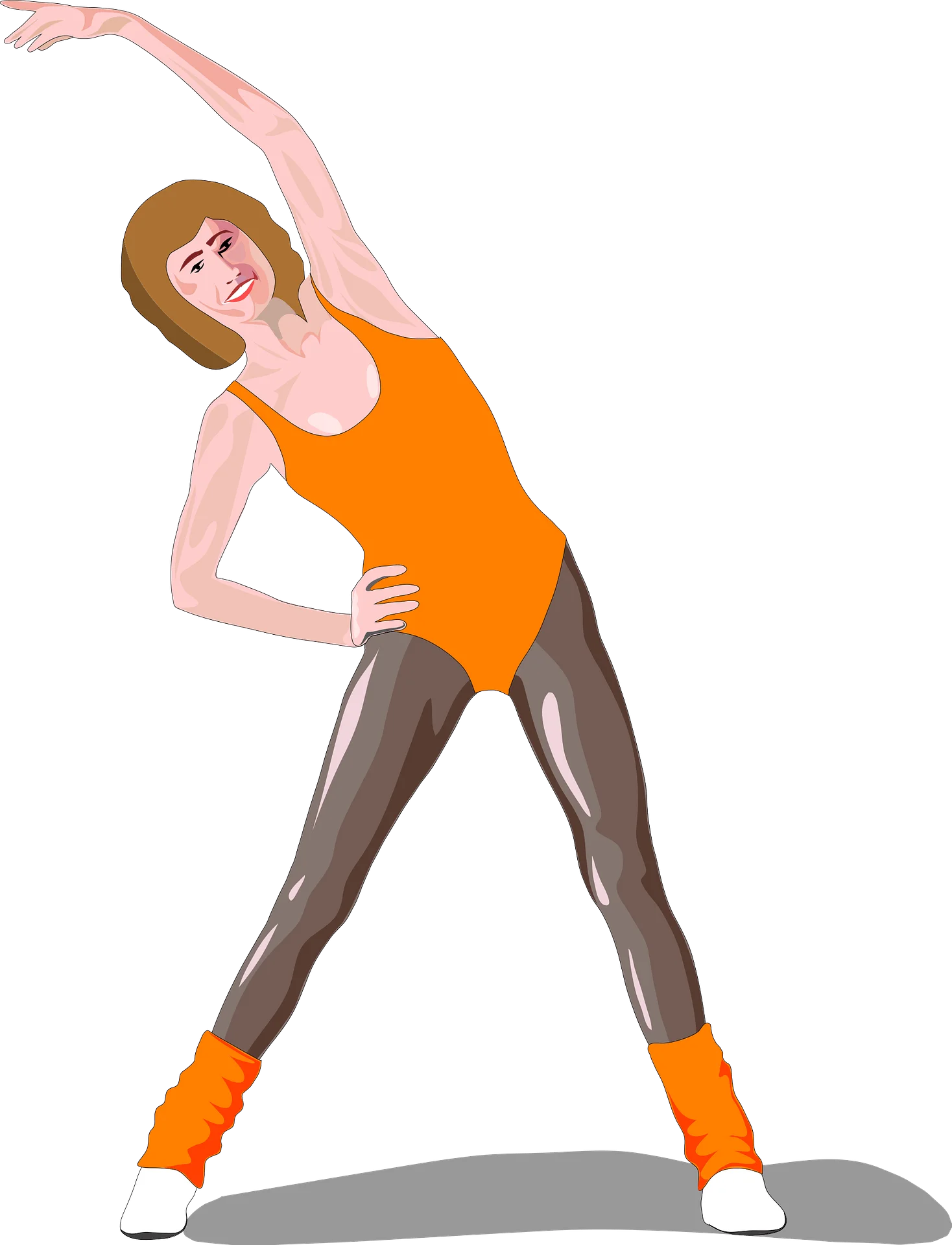 Energetic Side Bend Fitness Clipart Illustration of Aerobic Exercise Pose
