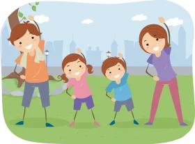 Family Fitness Fun: Playful and Energetic Exercise Clipart for Wellness