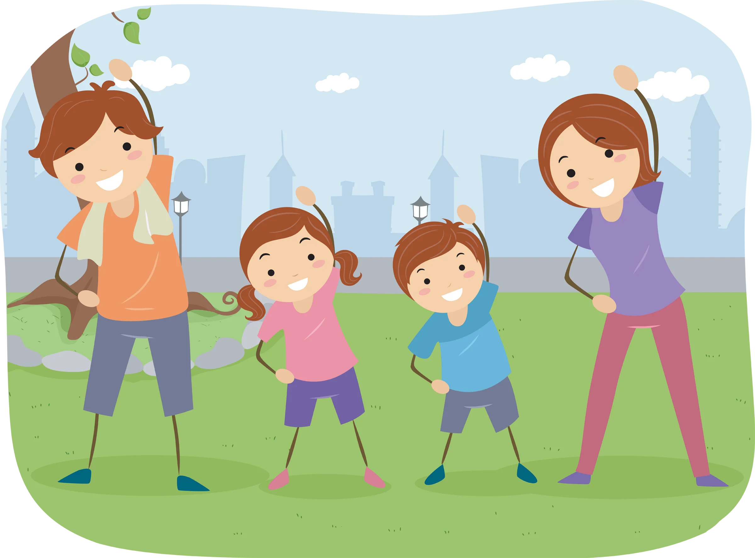 Family Fitness Fun: Playful and Energetic Exercise Clipart for Wellness
