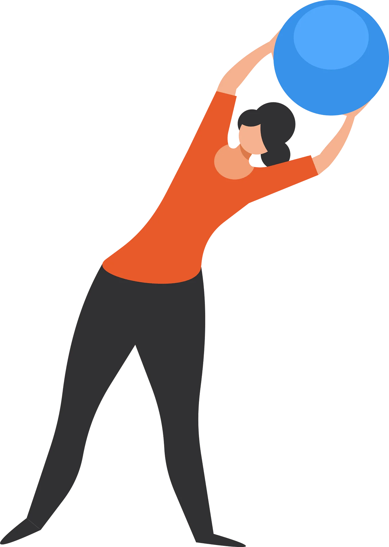 Fitness Enthusiast Performing Core Stability Exercise with Blue Balance Ball Clipart