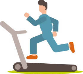 Fitness Enthusiast Running on Treadmill Cartoon Clipart Illustration