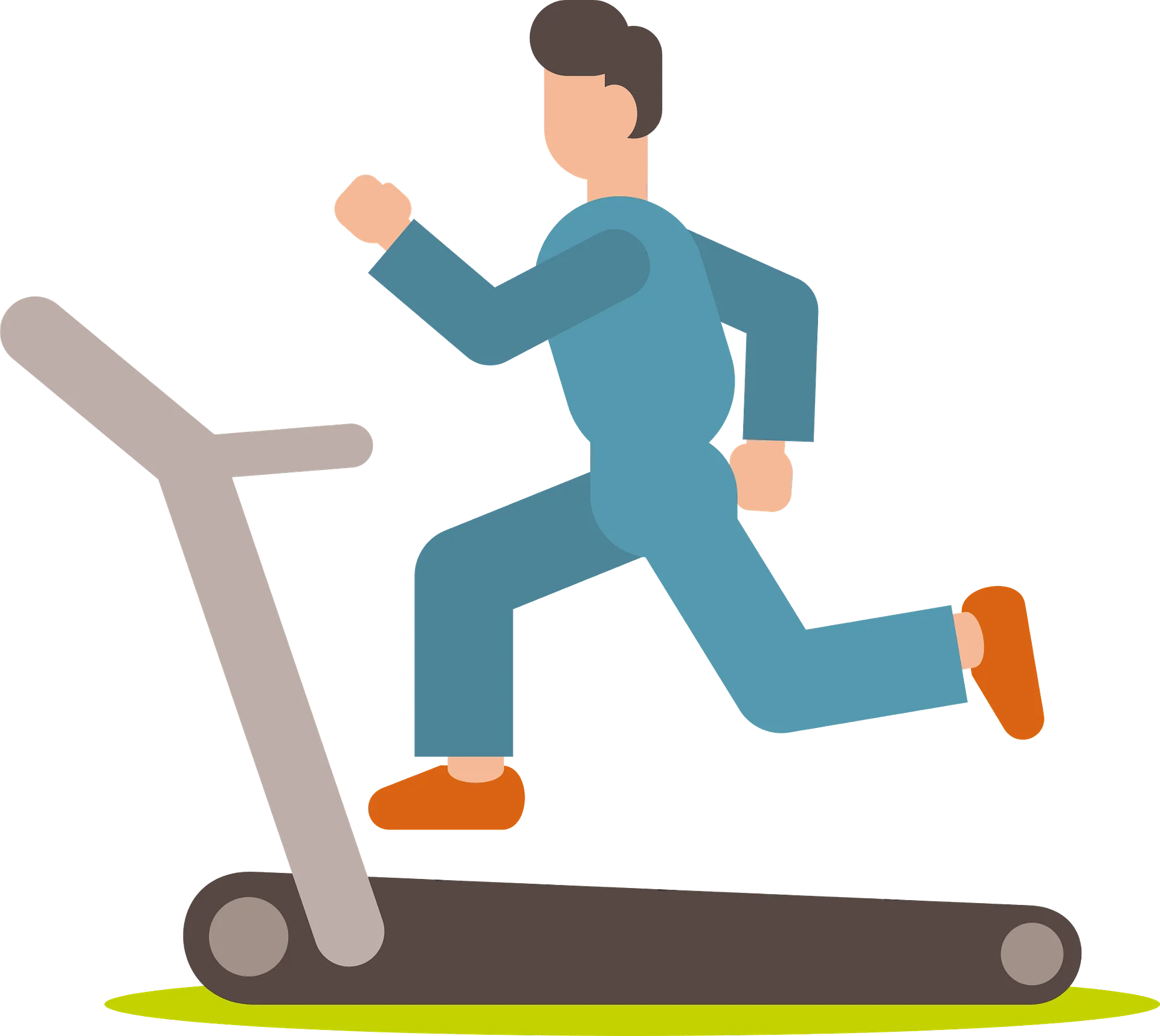 Fitness Enthusiast Running on Treadmill Cartoon Clipart Illustration