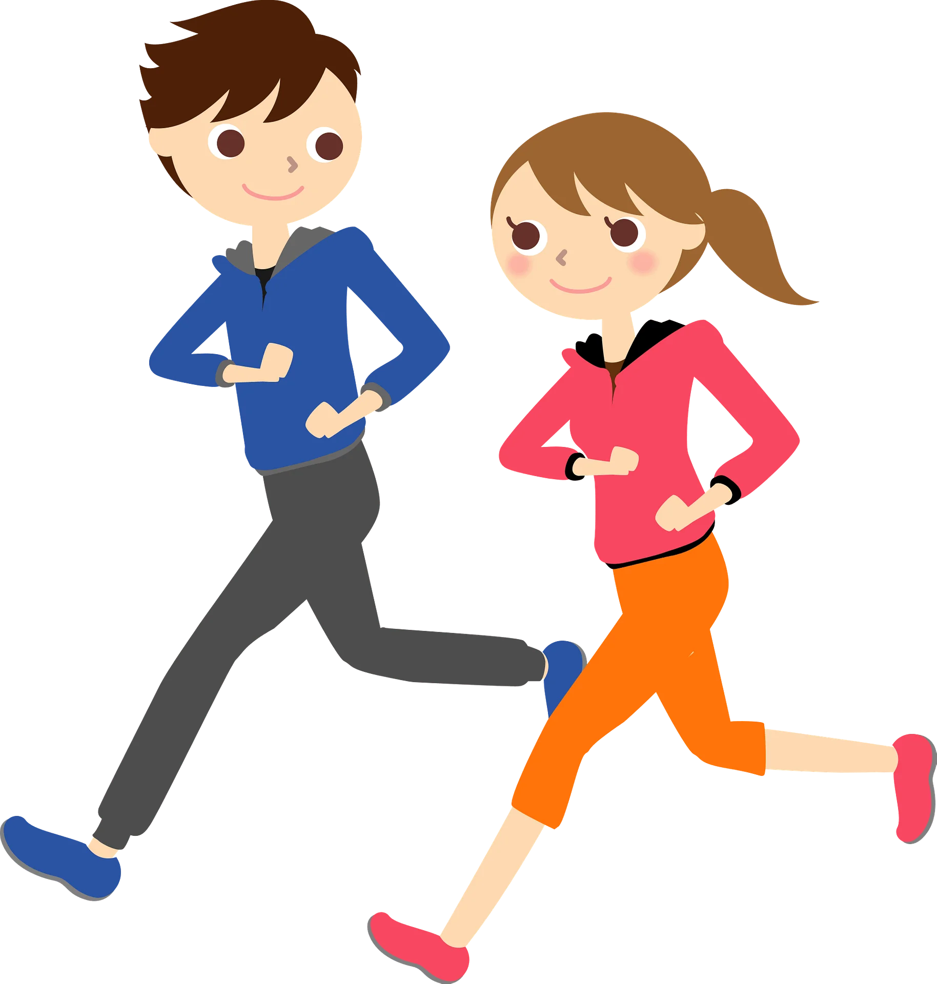 Fitness Enthusiasts Jogging Together: A Dynamic Cartoon Clipart Illustration