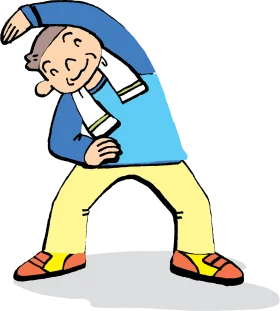 Playful Cartoon Character Performing Stretching Exercise Clipart Illustration