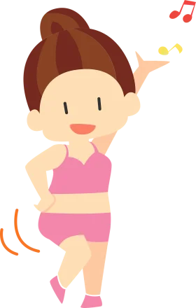 Cheerful Fitness Character Dancing and Exercising in Playful Cartoon Clipart Style