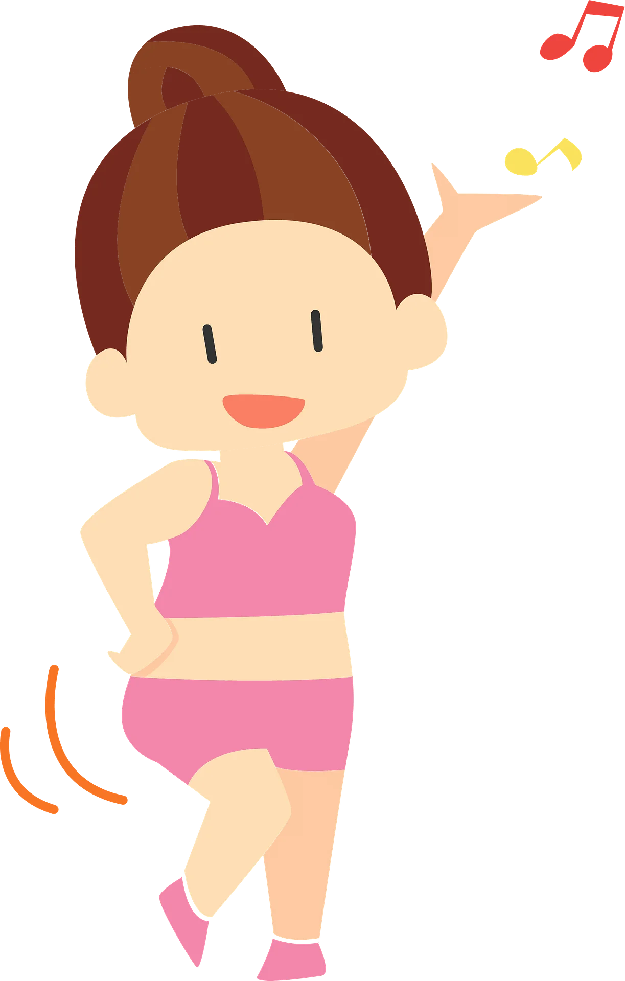 Cheerful Fitness Character Dancing and Exercising in Playful Cartoon Clipart Style