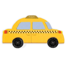 Classic New York City Yellow Taxi Cab Cartoon Clipart Design