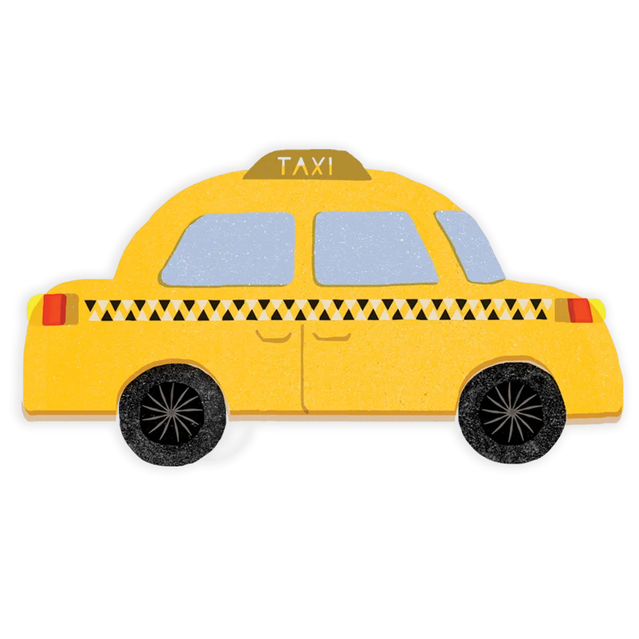 Classic New York City Yellow Taxi Cab Cartoon Clipart Design