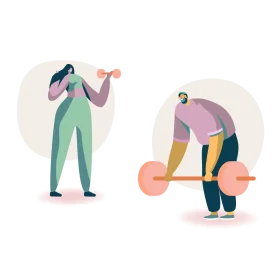 Fitness Enthusiasts Engaging in Strength Training Clipart Illustration