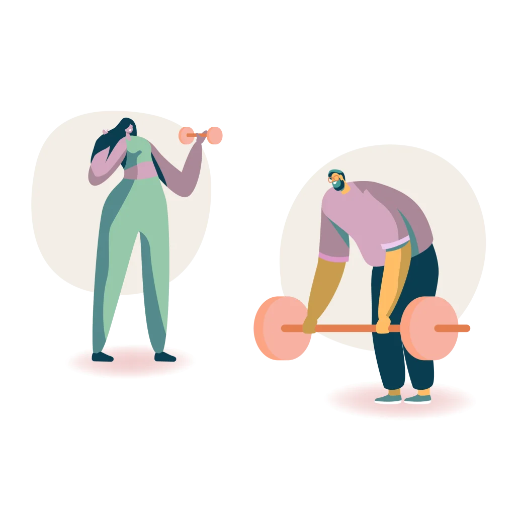 Fitness Enthusiasts Engaging in Strength Training Clipart Illustration