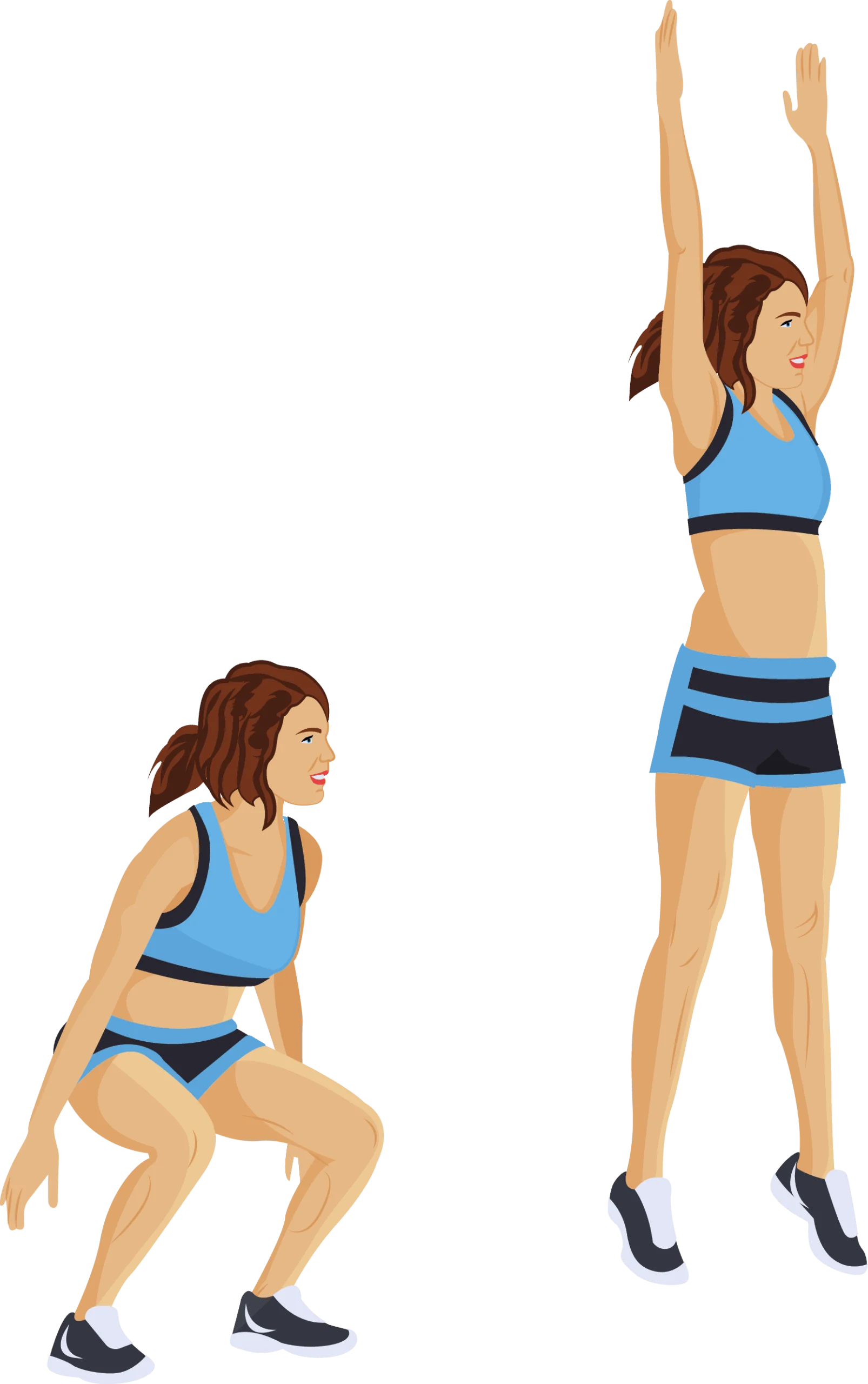 Full-Body Fitness Clipart Illustration Showcasing Dynamic Exercise Poses