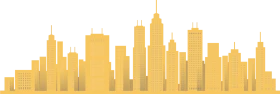 Golden New York City Skyline Silhouette Minimalist Geometric Clipart Design