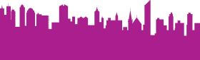 Magenta New York City Skyline Silhouette Minimalist Clipart Design