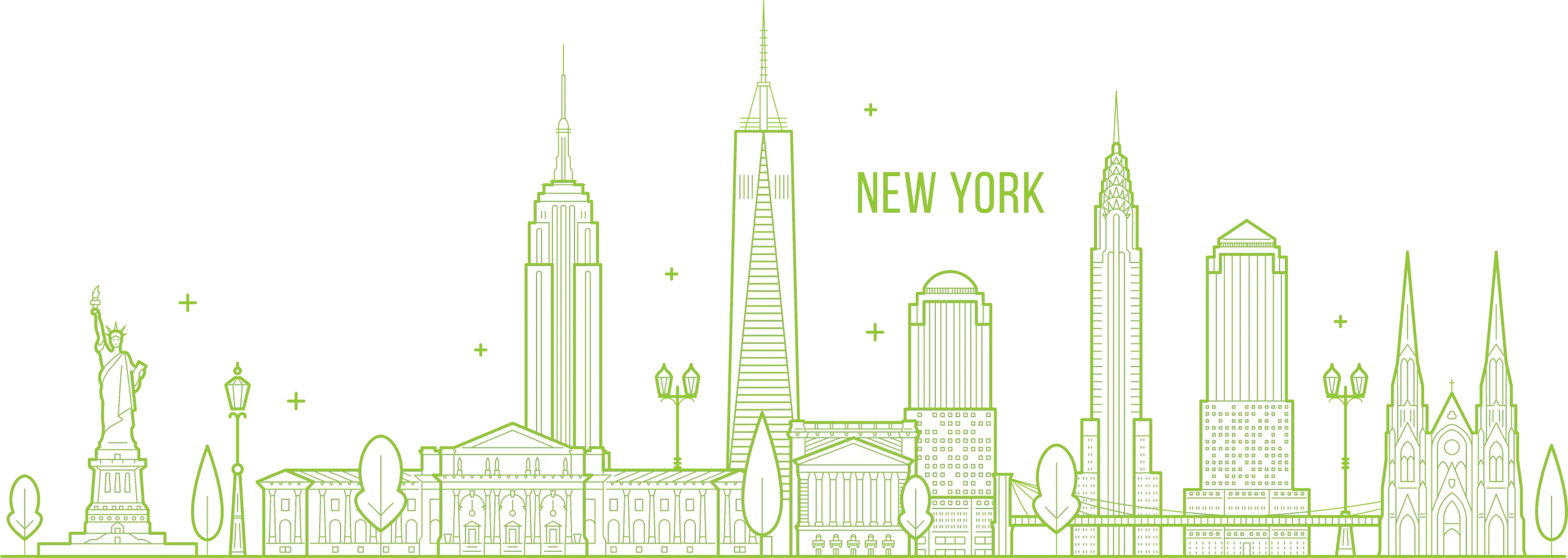 Minimalist New York City Skyline Architectural Outline Clipart Illustration