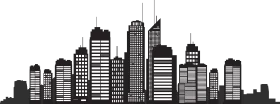 Monochromatic Urban Skyline New York City Architectural Clipart Silhouette Design