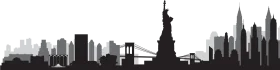 New York City Iconic Skyline Silhouette Clipart - Urban Landscape Outline