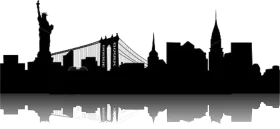 New York City Iconic Skyline Silhouette Clipart - Urban Landscape Outline