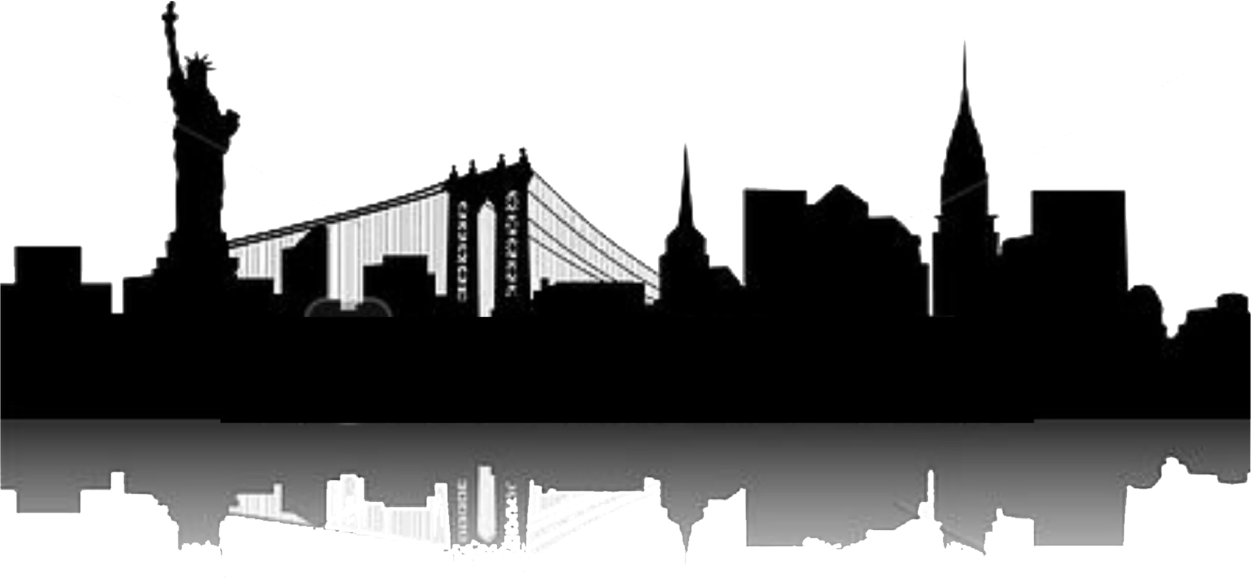 New York City Iconic Skyline Silhouette Clipart - Urban Landscape Outline