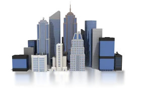 New York City Skyline Architectural Clipart with Modern Skyscrapers and Buildings