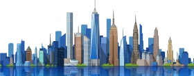 New York City Skyline Architectural Silhouettes Geometric Clipart Illustration