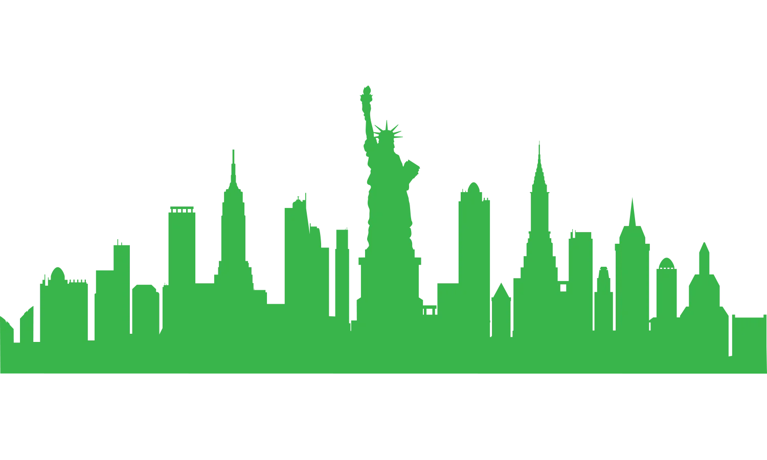 New York City Skyline Silhouette Clipart - Iconic Urban Landscape Illustration