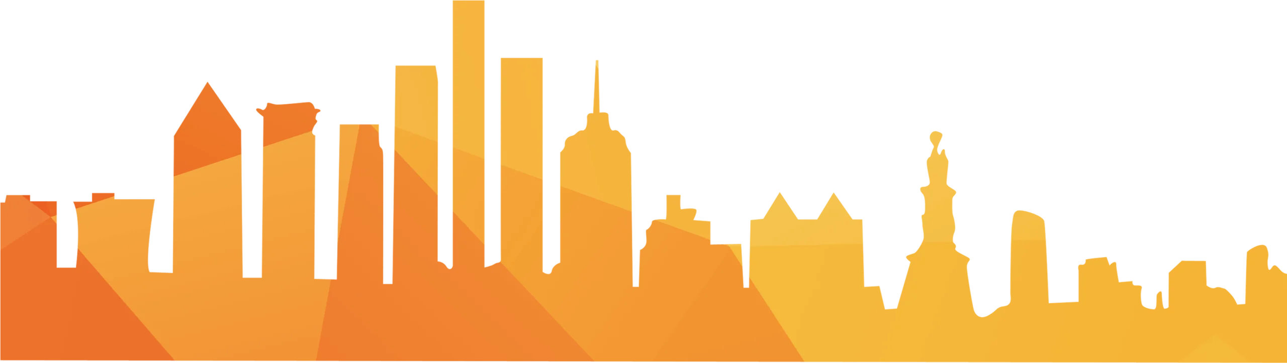New York City Skyline Silhouette Clipart in Warm Gradient Sunset Tones