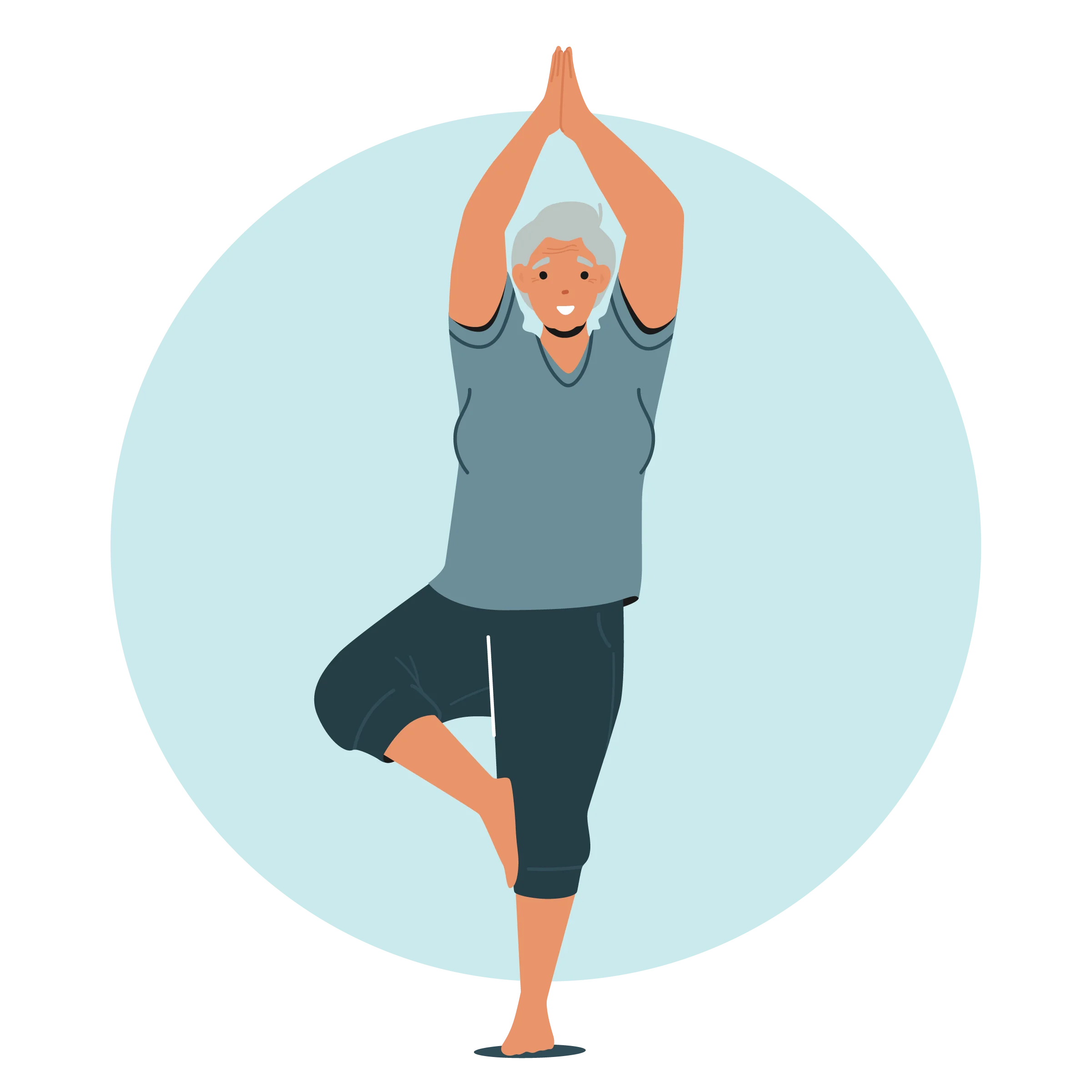 Senior Fitness Wellness Clipart: Yoga Pose for Active Older Adults