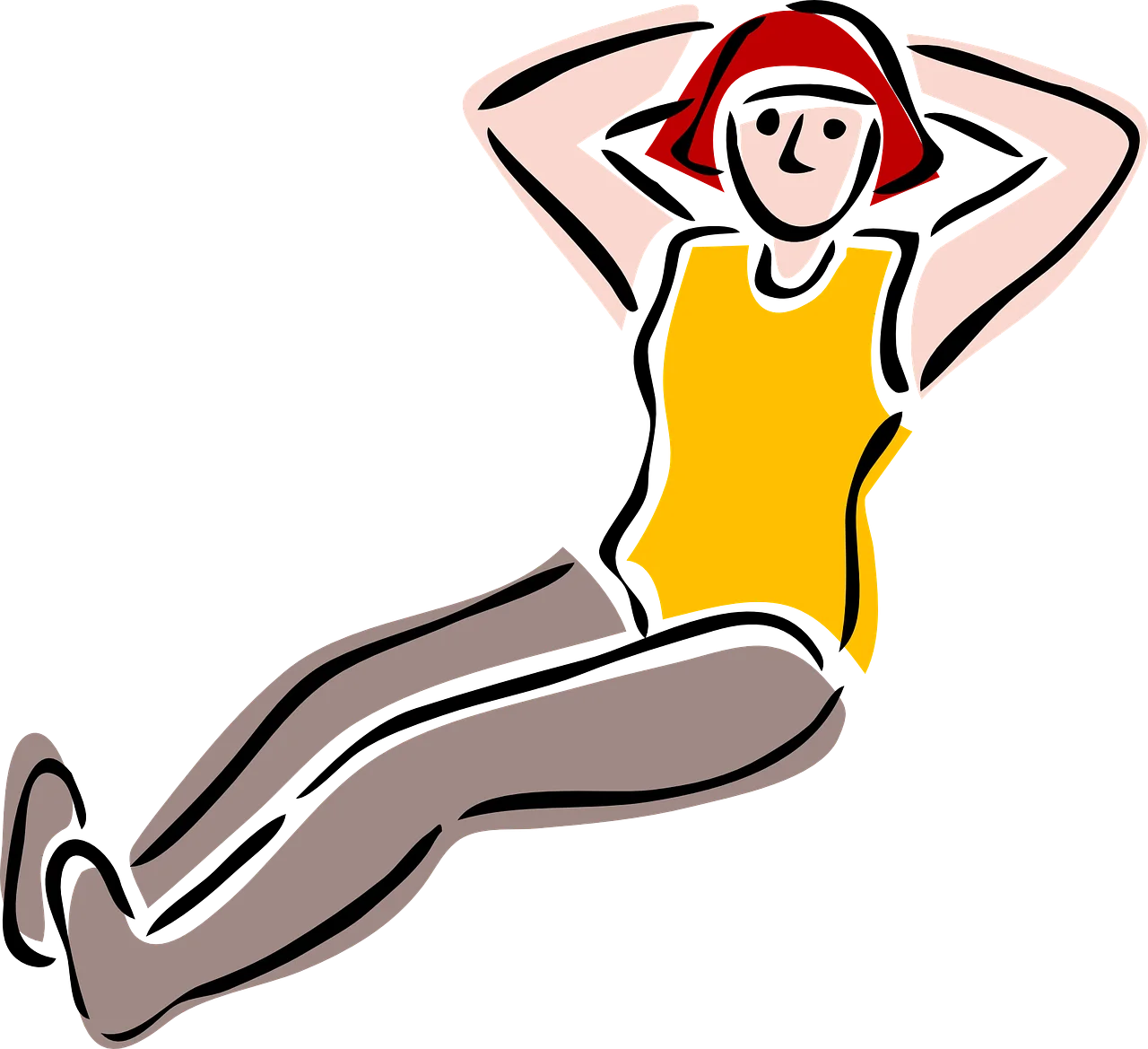 Stylized Fitness Exercise Clipart: Woman Performing Core Strength Workout