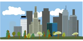 Stylized New York City Skyline Minimalist Urban Landscape Clipart Design