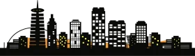 Urban Silhouette Cityscape Clipart: Modern Architectural Skyline Illustration