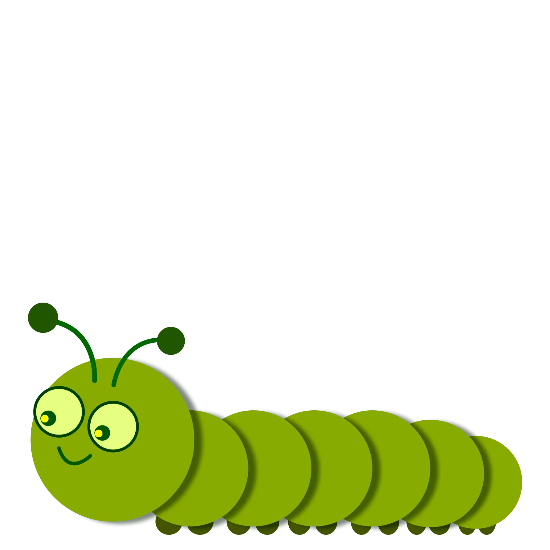 Adorable Green Caterpillar Cartoon Clipart with Cute Expressive Eyes