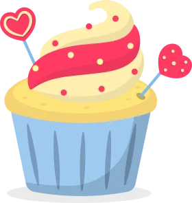 Adorable Heart-Topped Valentine's Day Swirl Cupcake Clipart Design