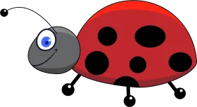 Adorable Ladybug Cartoon Clipart with Charming Blue Eye and Playful Design