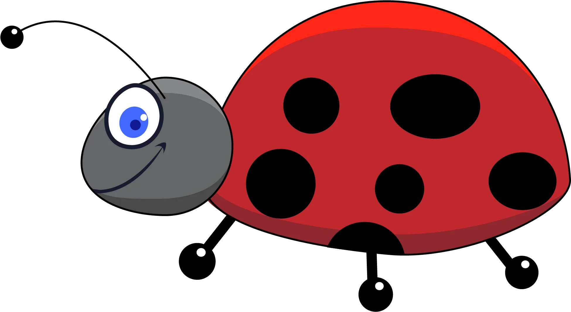 Adorable Ladybug Cartoon Clipart with Charming Blue Eye and Playful Design