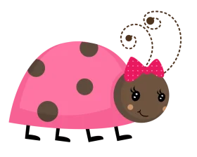 Adorable Pink Ladybug Clipart with Whimsical Curved Flight Path