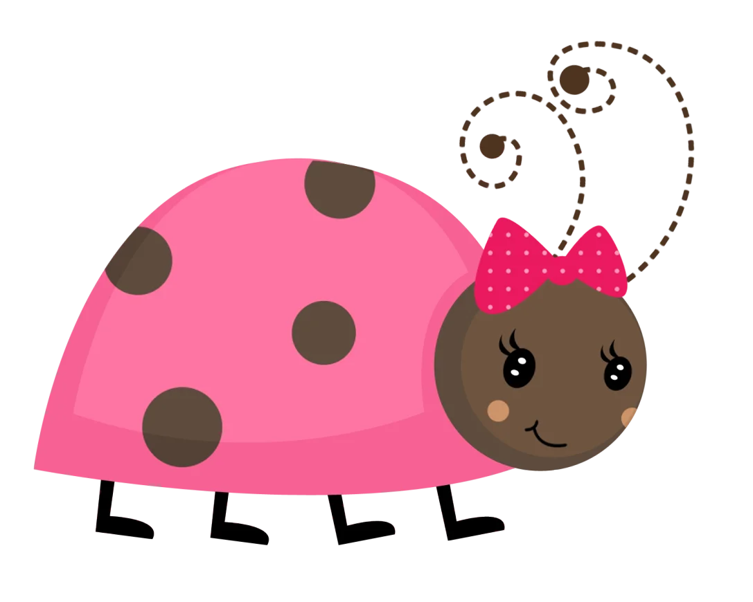Adorable Pink Ladybug Clipart with Whimsical Curved Flight Path