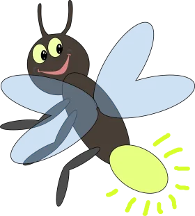 Cheerful Cartoon Firefly Clipart with Glowing Luminescent Abdomen Design