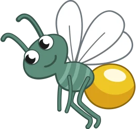 Cheerful Green Firefly with Glowing Yellow Abdomen Cartoon Clipart Illustration