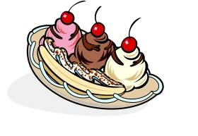 Classic Banana Split Dessert Clipart: A Sweet Illustration of Ice Cream Delight