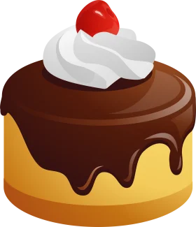 Delectable Chocolate Cake Clipart with Whipped Cream and Cherry Topping