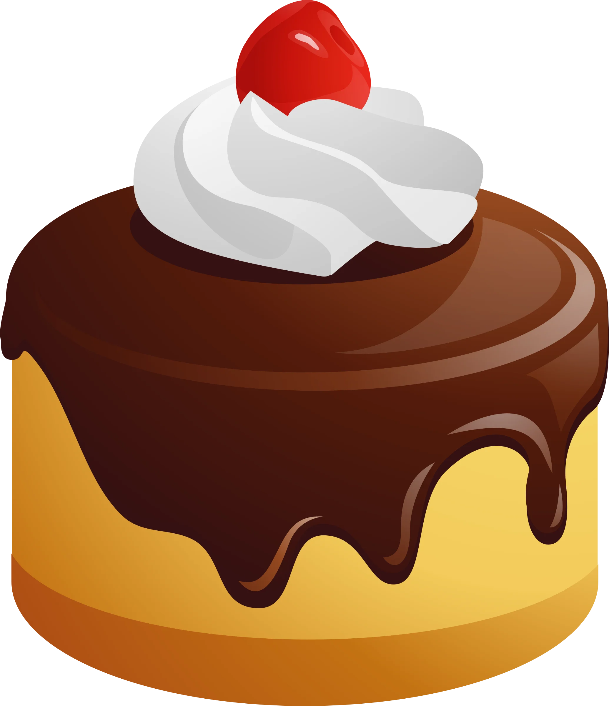 Delectable Chocolate Cake Clipart with Whipped Cream and Cherry Topping