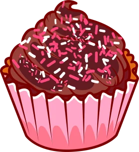 Delectable Chocolate Cupcake with Sprinkles Dessert Clipart Illustration