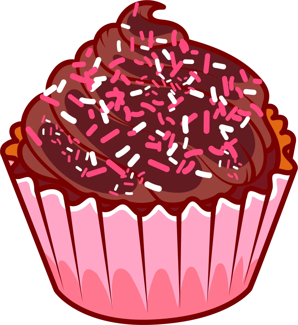 Delectable Chocolate Cupcake with Sprinkles Dessert Clipart Illustration