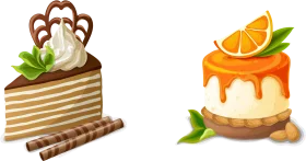 Delectable Dessert Clipart Showcase: Layered Cake and Citrus Cheesecake Delights