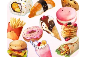Delectable Fast Food and Sweet Treats Watercolor Clipart Collection