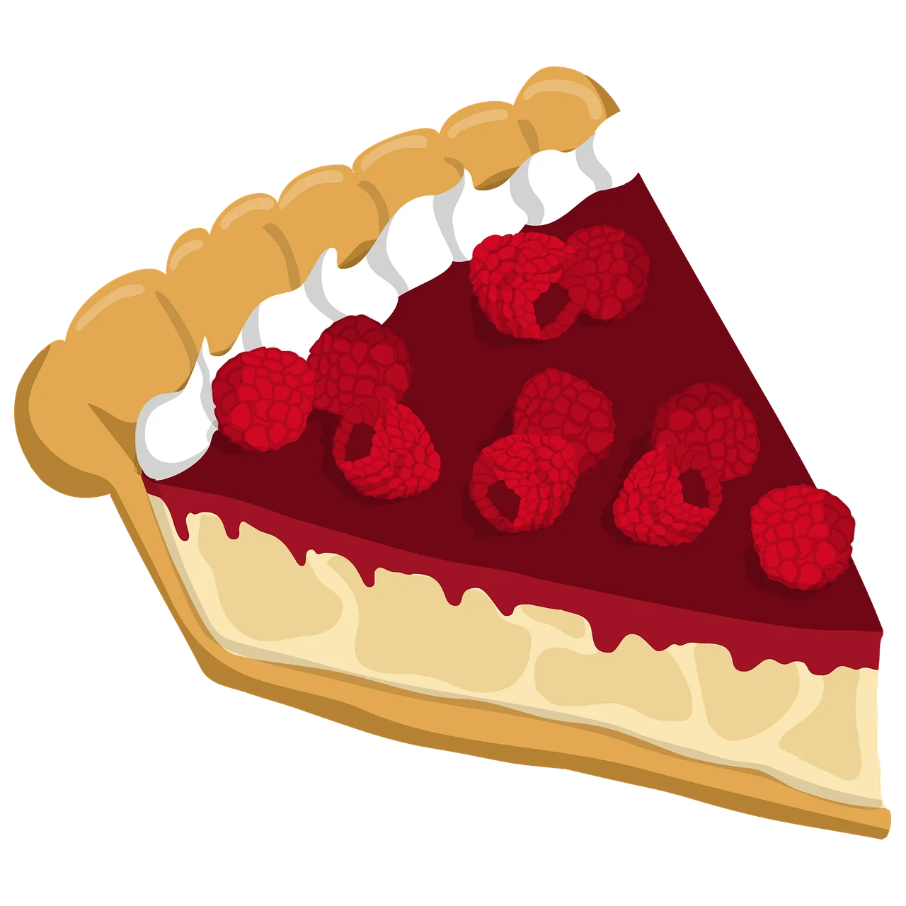 Delectable Raspberry Cream Pie Slice Clipart with Golden Crust Edges