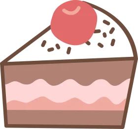 Delightful Chocolate Layer Cake Slice with Crimson Cherry Clipart Illustration
